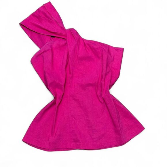Zara Pink one shoulder top with knot detail & back zipper Size XS - Picture 5 of 8